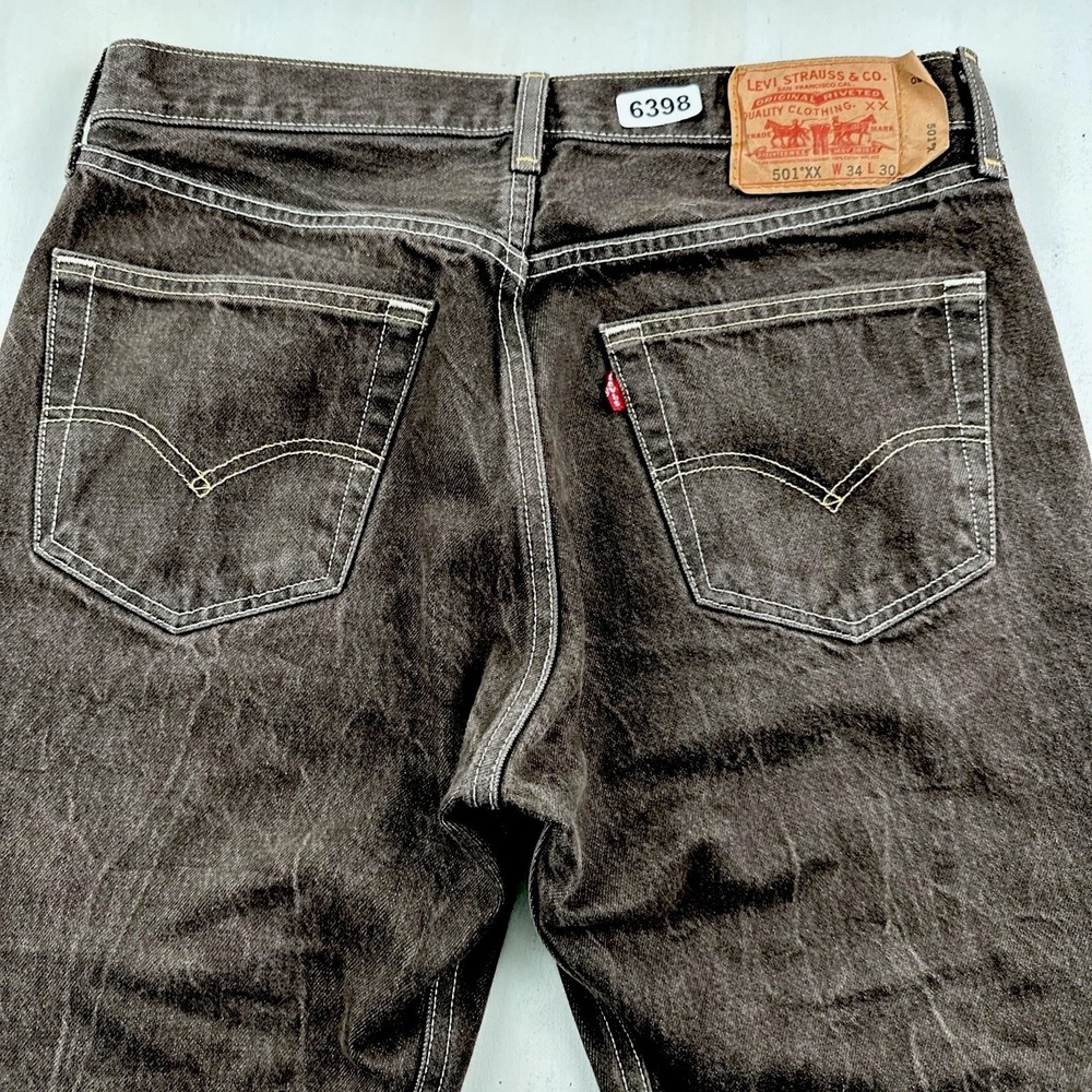 Y2K Levis 501 XX‎ Straight Jeans Men Fits 32x28 Button Fly Brown Denim Mexico